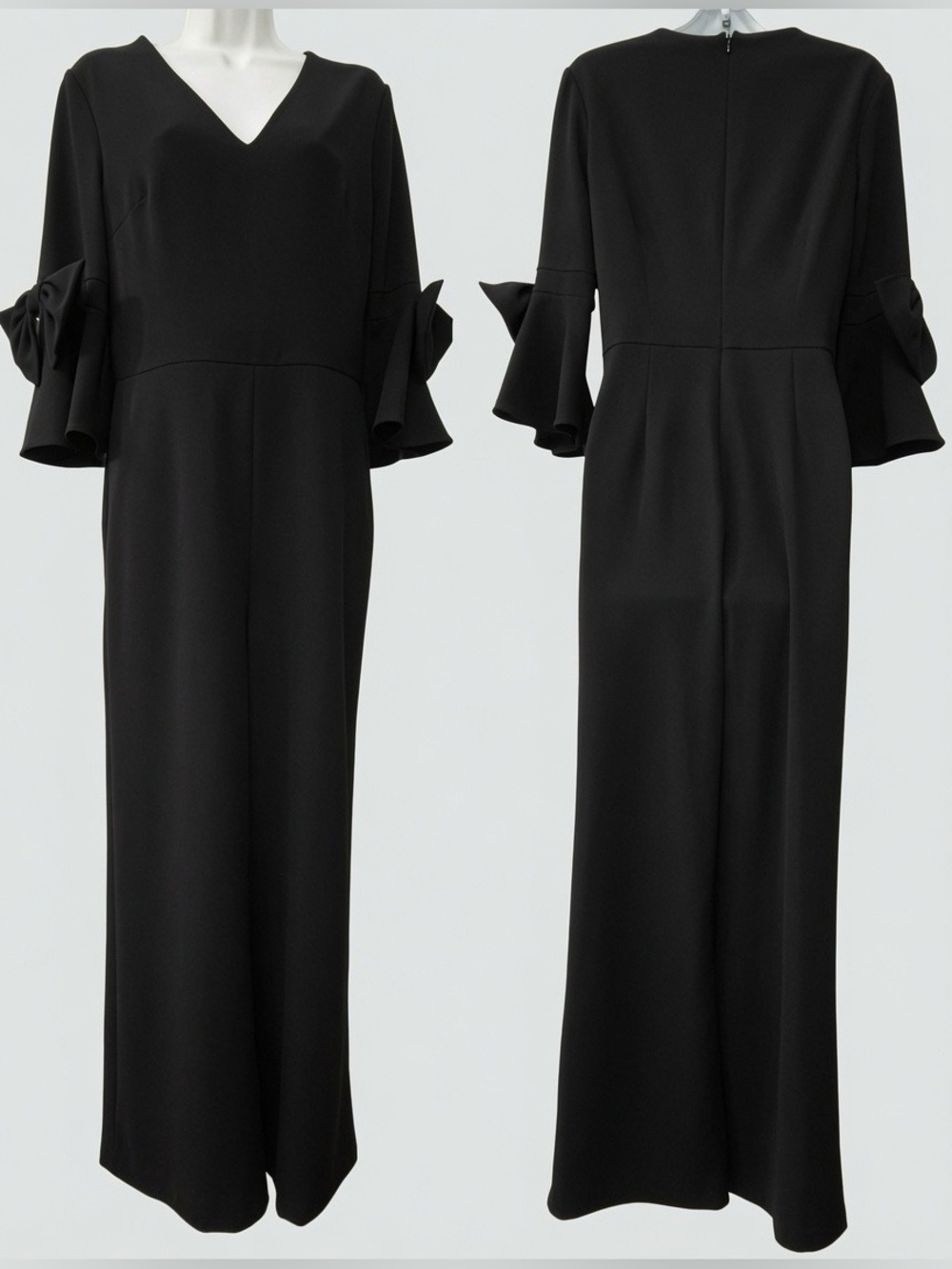 Donna Morgan black v-neck bell sleeve jumpsuit with bow NWT - size 6
